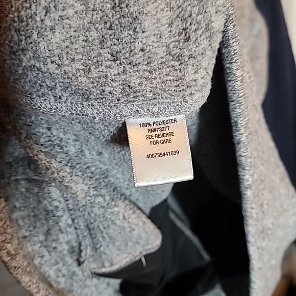 Sonoma Mens Large Sweater 1/4 Snap Front Long Sleeve Heather Gray & Blue - Picture 6 of 6